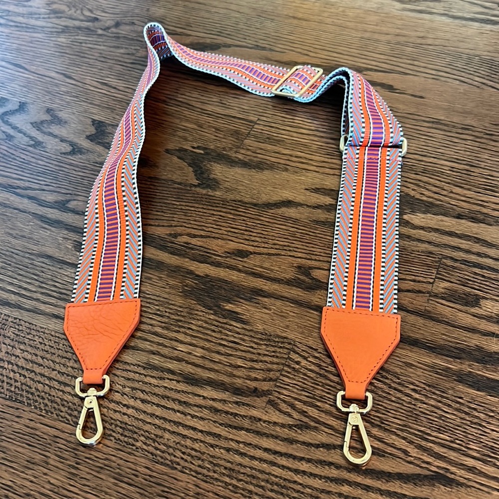 Gigi New York orange multi color strap with orange leather trim